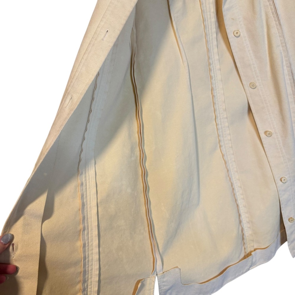 Vtg Sincerely Gidding Jenny Faux Suede Pintuck Shirt Dress Cream 70s Size S-M - Picture 4 of 12